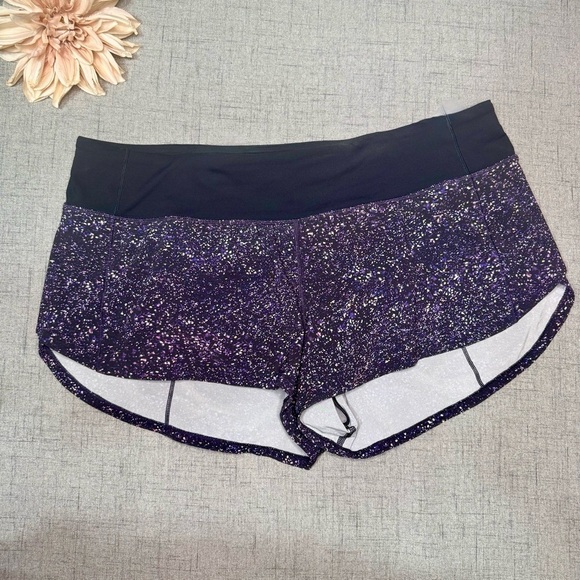 Lululemon Speed Up Athletic Shorts Crystalline Multi Black Purple Size 10 - Picture 3 of 8